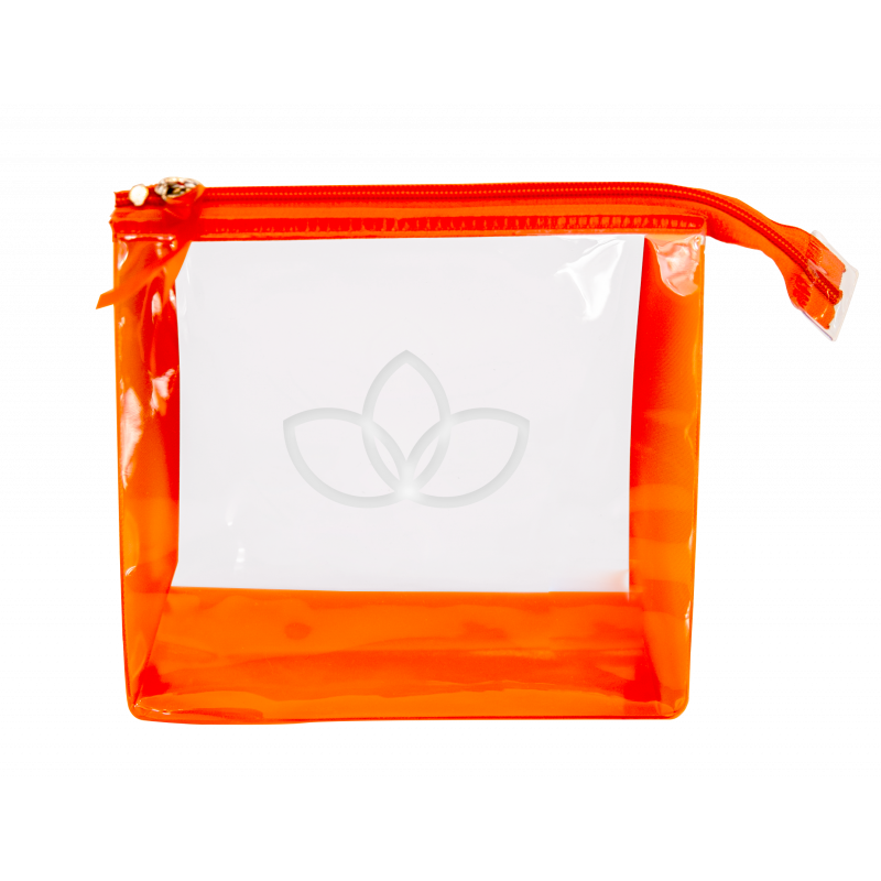 A008- NECESSAIRE TRANSPARENTE COLOR (LARANJA, VERDE, AZUL, ROSA)