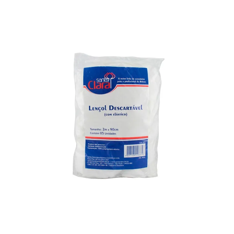 Lençol Descartável com Elástico Santa Clara - 5 Unidades