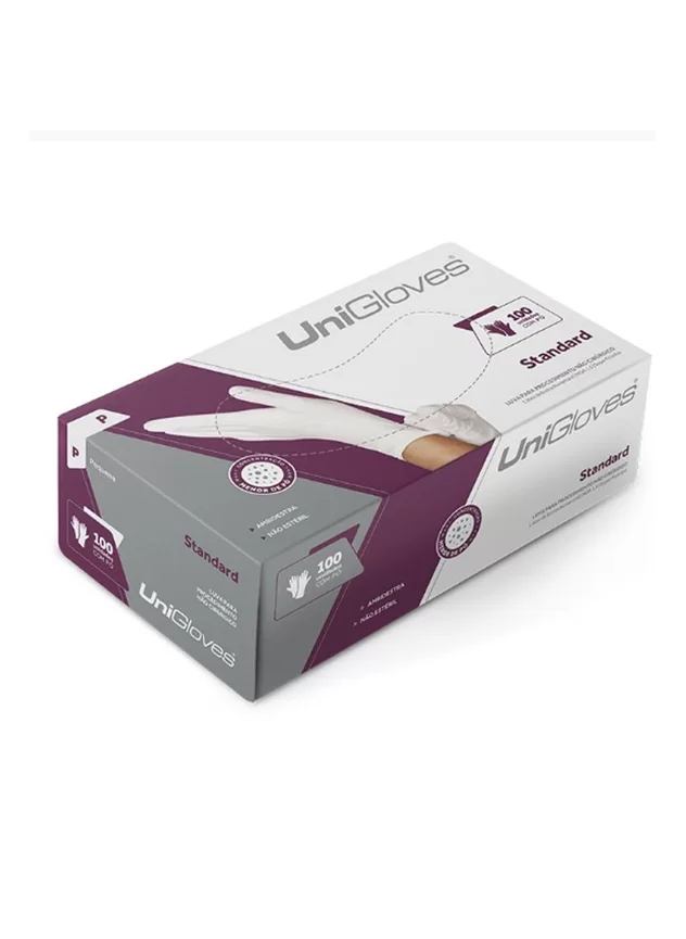 Luva de Látex Standard - Unigloves com 100 Unidades