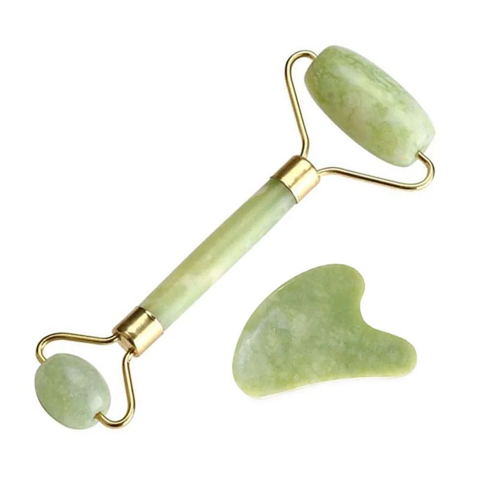 Smart Rolo de Massagem e Guasha Coração Pedra Jade Verde 1