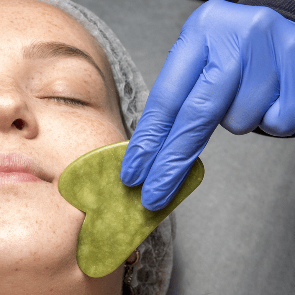 Smart Rolo de Massagem e Guasha Coração Pedra Jade Verde 4